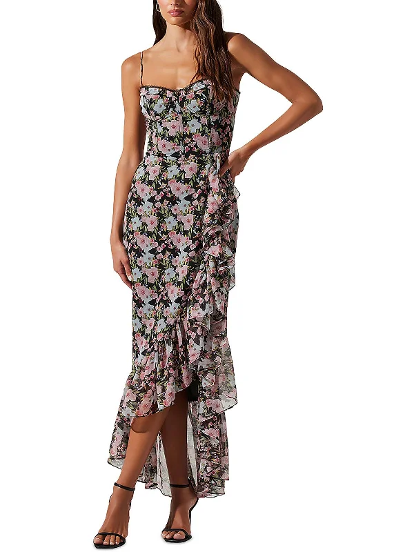 Brisbane Womens Boning Ruffled Maxi Dress