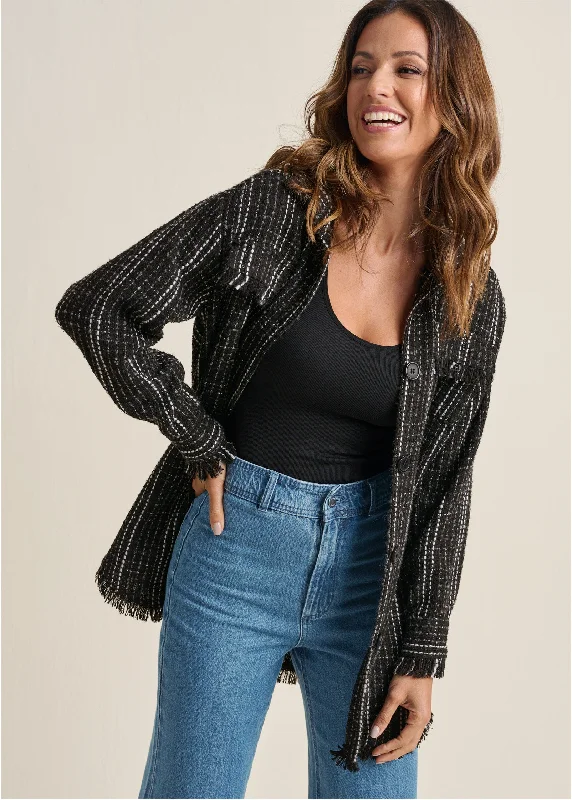 Bargain Blast Tweed Shacket - Black Multi