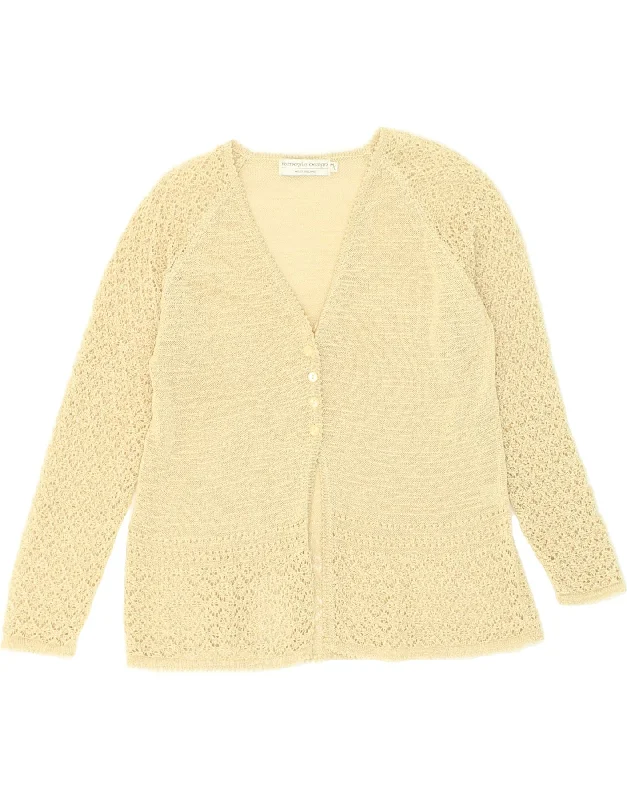 Price Rollback VINTAGE Womens Cardigan Sweater UK 12 Medium Yellow Polyester