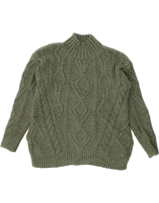 FAT FACE Womens Turtle Neck Jumper Sweater UK 8 Small Green Fair Isle