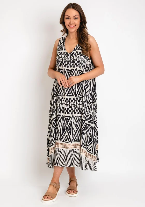 The Serafina Collection One Size Geometric Print Dress, Black & White