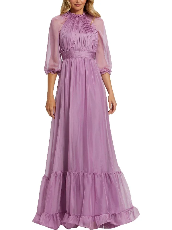 Price Rollback Womens Chiffon Ruffled Evening Dress