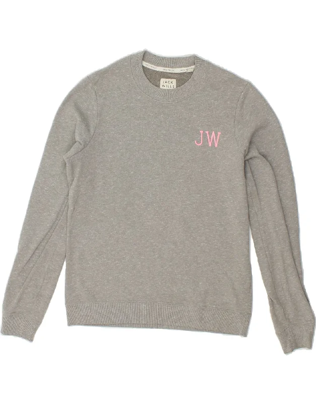 JACK WILLS Womens Sweatshirt Jumper UK 10 Small  Grey Flecked Cotton