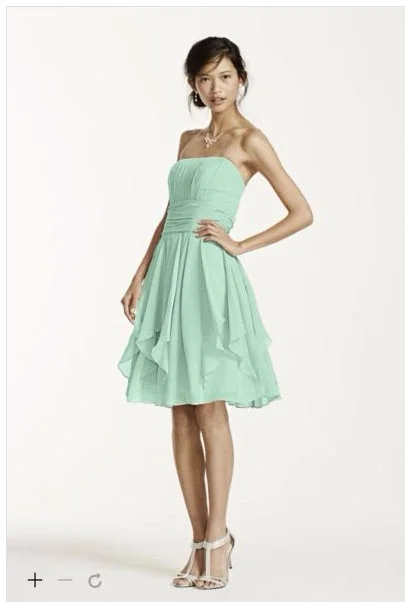 Flash Deals David's Bridal Strapless Chiffon Dress with Layered Skirt in Mint