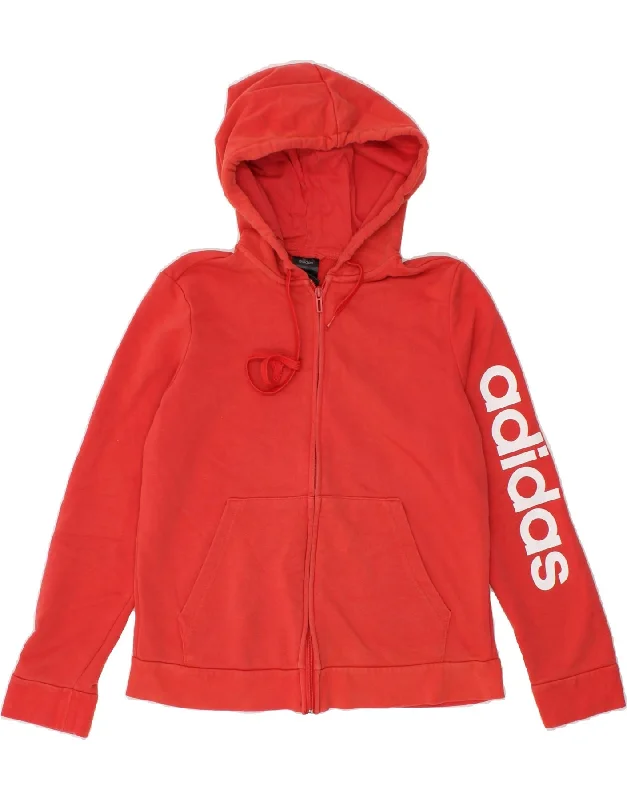 Act Fast ADIDAS Womens Graphic Zip Hoodie Sweater UK 16 Large Red Cotton
