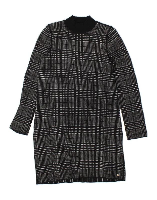 Fantastic Offers TOMMY HILFIGER Womens Jumper Dress UK 10 Small Black Check Cotton