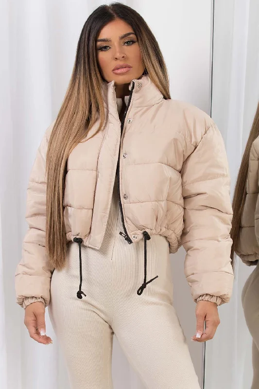 Special Savings Beige Crop Puffer Jacket