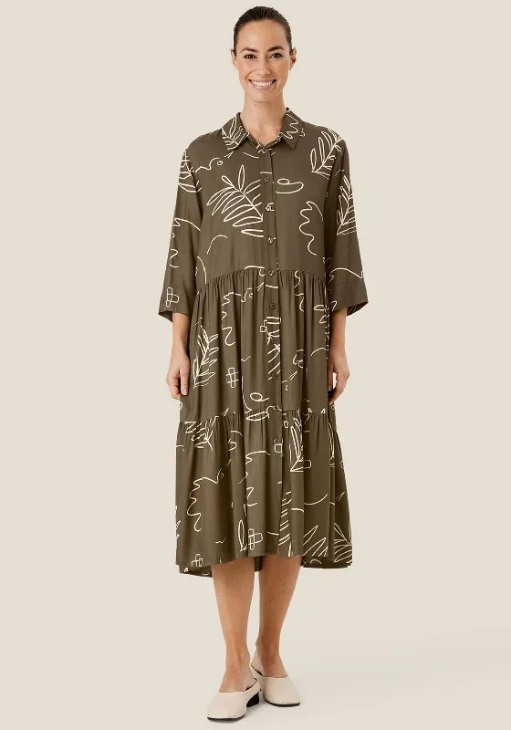 Bargain Prices Masai Nydilla Leaf Print Shirt Midi Dress, Crocodile