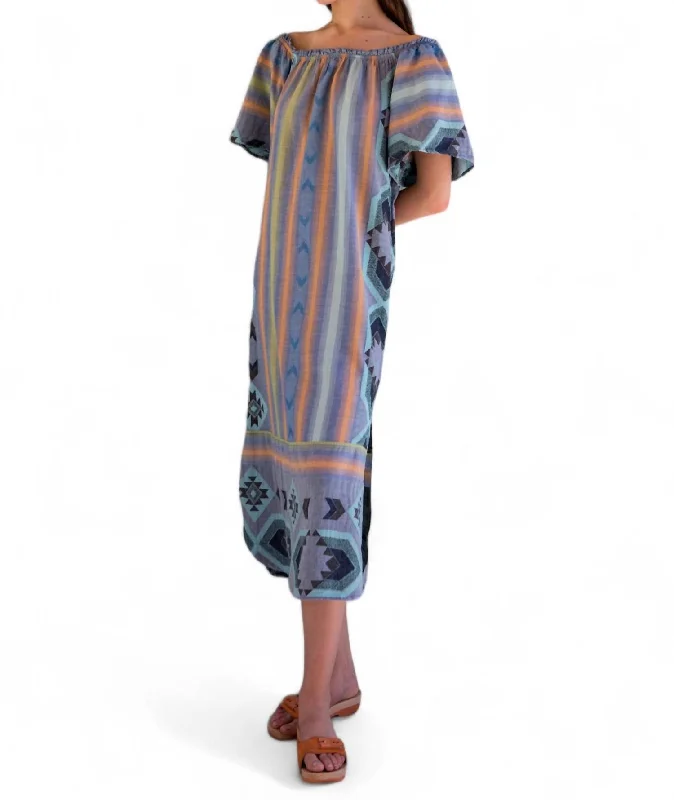 Shop and Save Ana Maxi Tunic Dress In Blue Tones