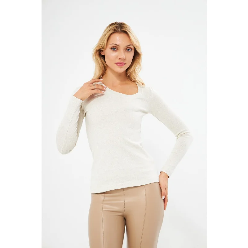 Daily Specials Off-White Rib Cross Scoop Neck Top