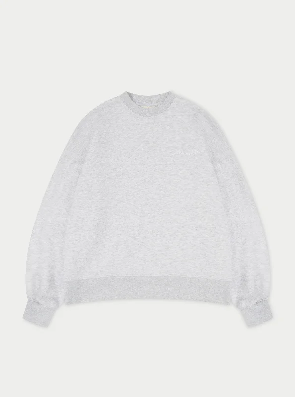 Midnight Madness COUTURE SCRIPT PUFF SLEEVE CREW - GREY MARL