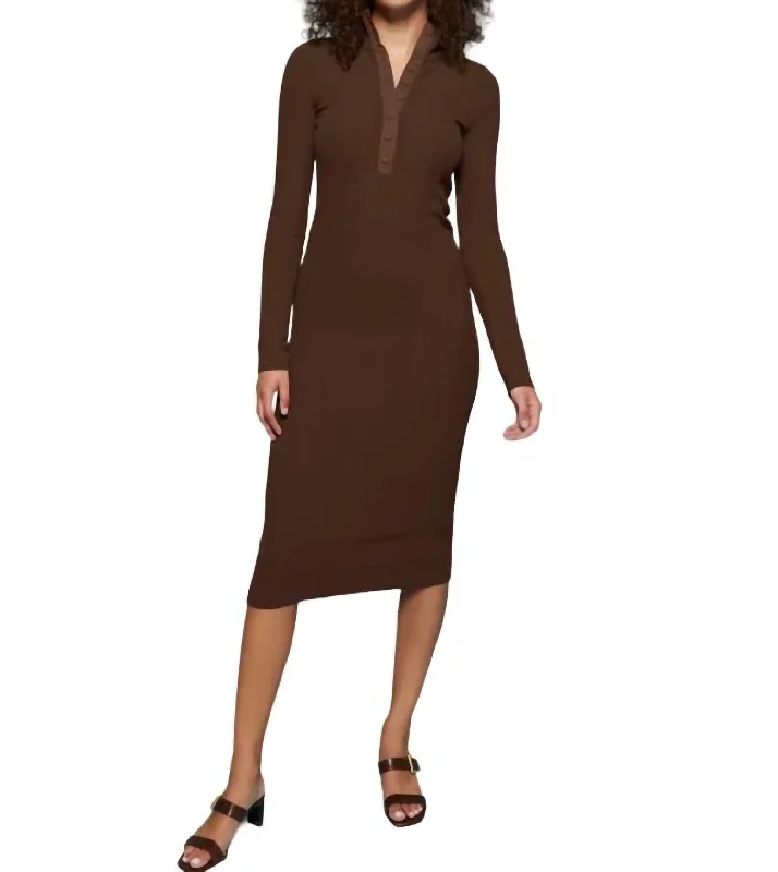 Deal Explosion Phoebe Turtleneck Dress In Dark Chocolate