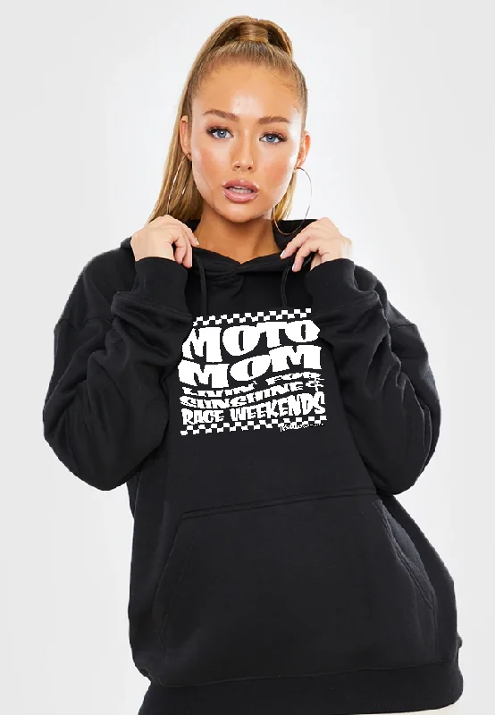 Savings Galore MOTO MOM Race Hoodie - Black Fan apparel