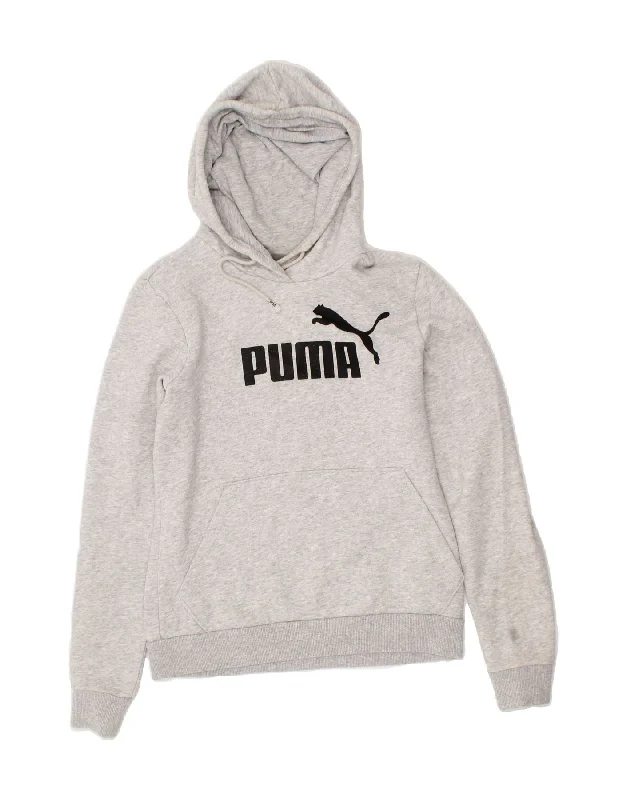 PUMA Womens Graphic Hoodie Jumper UK 10 Small Grey Polyester