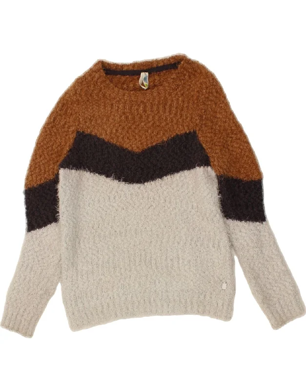 Exclusive Online Offer WEIRD FISH Womens Boat Neck Jumper Sweater UK 12 Medium Brown Colourblock Exclusive Online Offer WEIRD FISH Womens Boat Neck Jumper Sweater UK 12 Medium Brown Colourblock