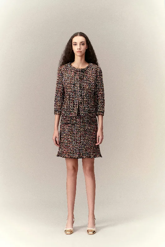 Grand Opening Sale Chunky Woven Patch-pocket Tweed Jacket
