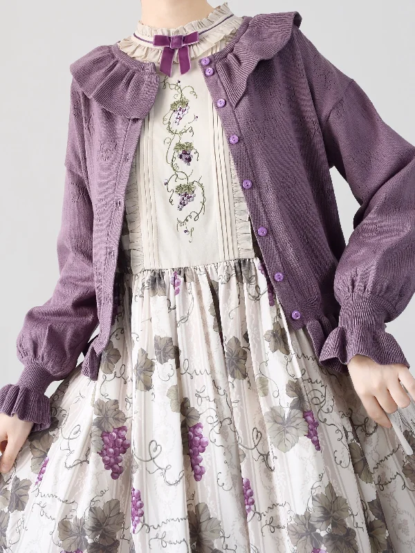 Price Reduction MIST~Vintage Lolita Bow Hollowed-out Sweater Ruffled Cardigan