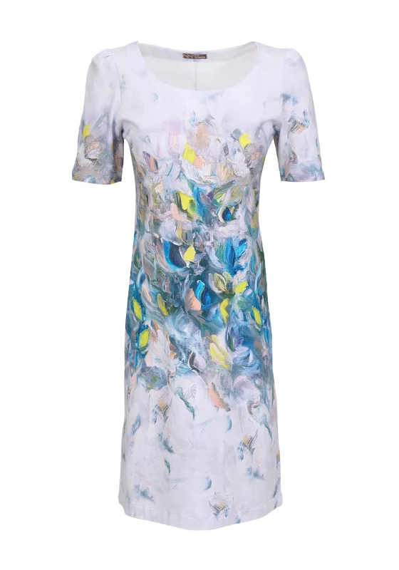 Dolcezza Paint Stroke Pencil Dress, Silver Multi