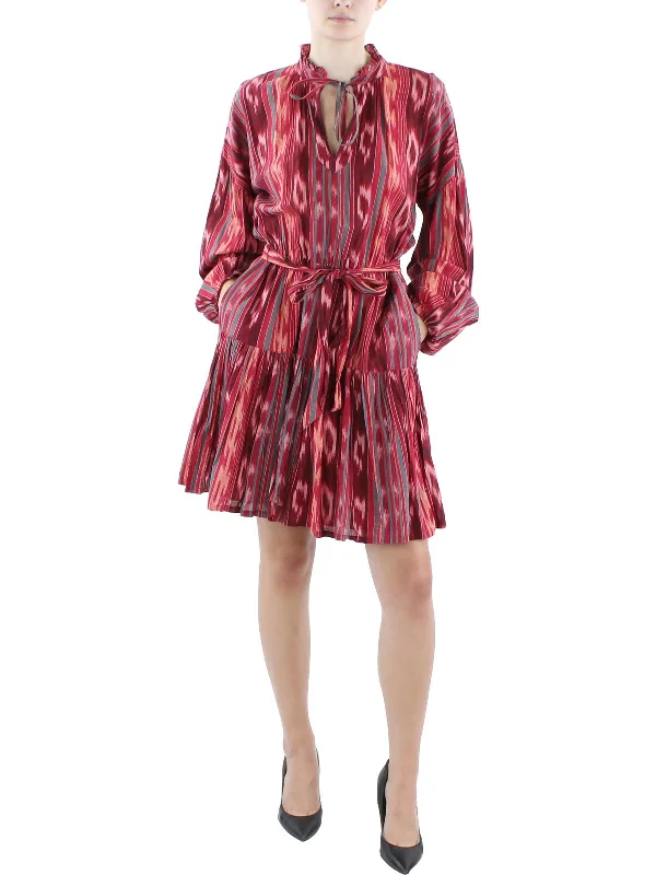 Best Bargains Womens Mini Tie Neck Fit & Flare Dress