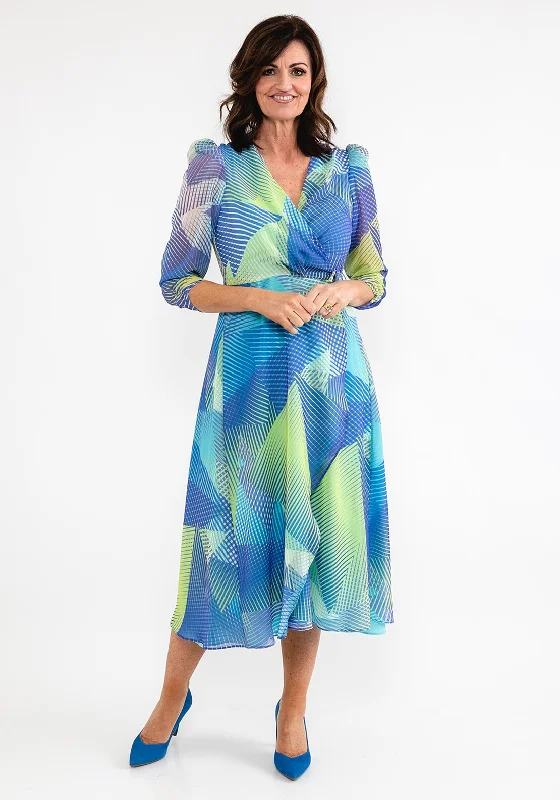 Limited Edition Laura Bernal Geo Print Maxi Wrap Dress, Purple Multi