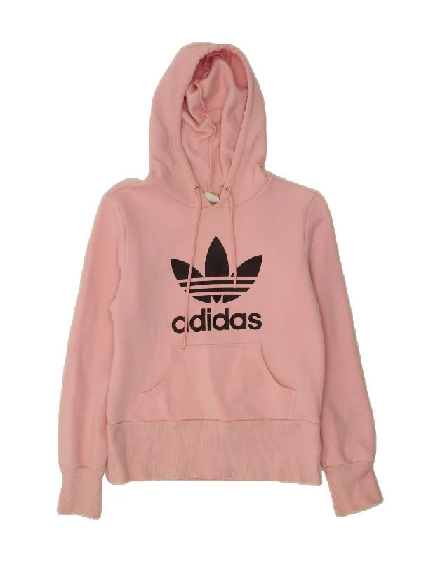 Closeout ADIDAS Womens Graphic Hoodie Jumper UK 12 Medium Pink