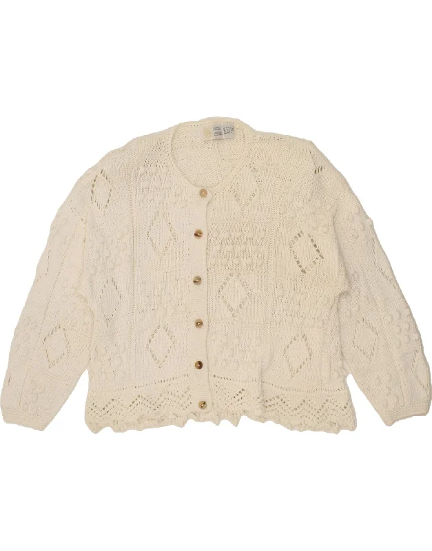 Huge Savings GOLDEN SPIDERWEB Womens Cardigan Sweater UK 20 2XL White Cotton
