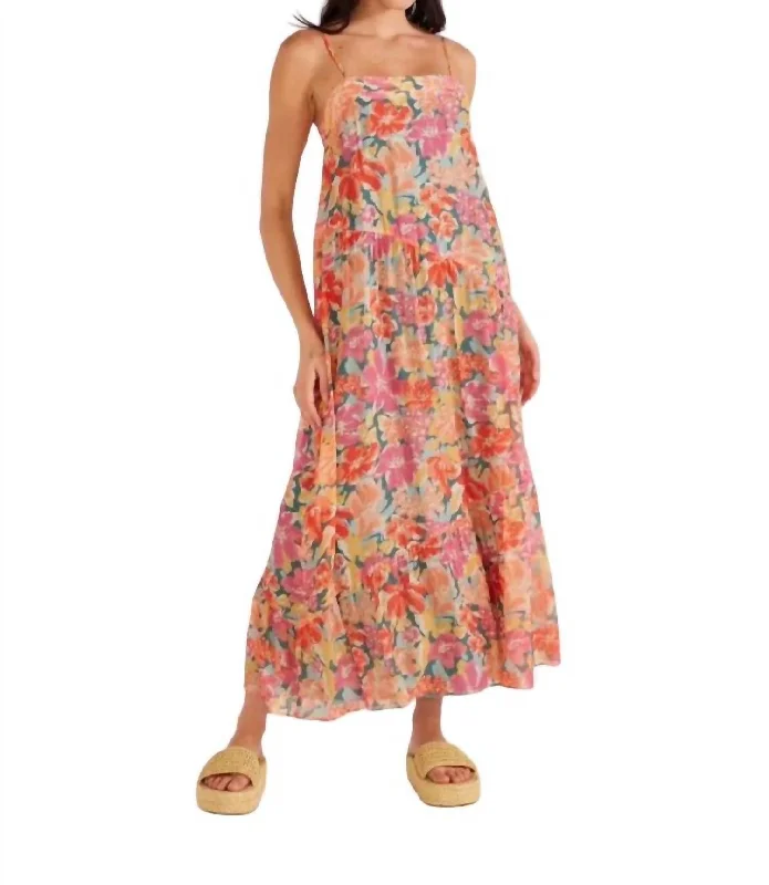 Referral Discount Valla Midi Dress In Pink Floral