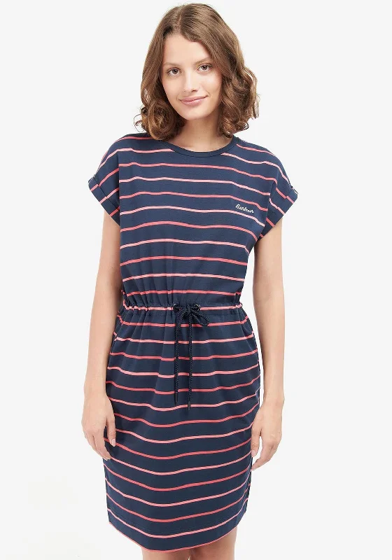 Closeout Sale Barbour Womens Marloes Jersey Dress, Navy & Pink