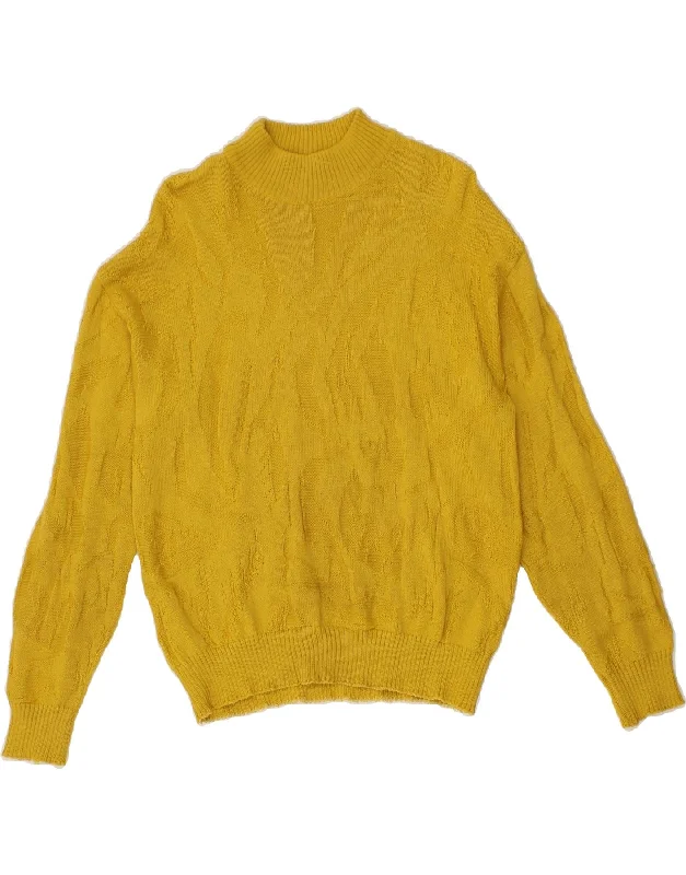 Deal Alert VINTAGE Womens Turtle Neck Jumper Sweater UK 16 Large Yellow Polyacrylic
