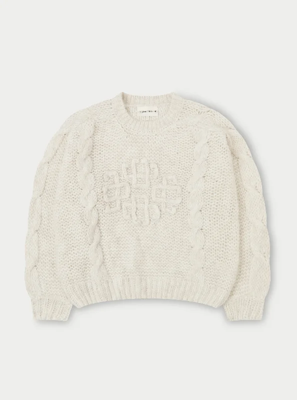Online Exclusive EMBLEM PLAITED OVERSIZED KNIT JUMPER - STONE