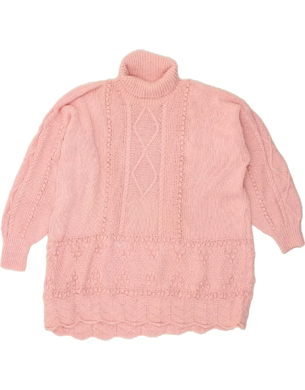 Best Seller VINTAGE Womens Roll Neck Jumper Sweater UK 20 2XL Pink