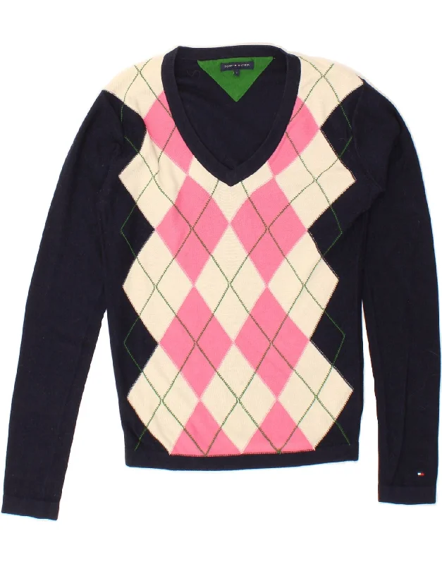 Bonus Savings TOMMY HILFIGER Womens V-Neck Jumper Sweater UK 10 Small Navy Blue