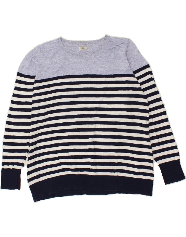 Savings Spectacular L.L.BEAN Womens Boat Neck Jumper Sweater UK 16 Large Navy Blue Striped