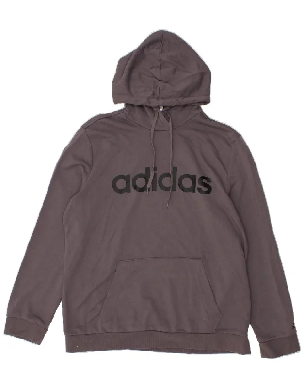 ADIDAS Womens Graphic Hoodie Jumper UK 20/22 XL Grey Cotton