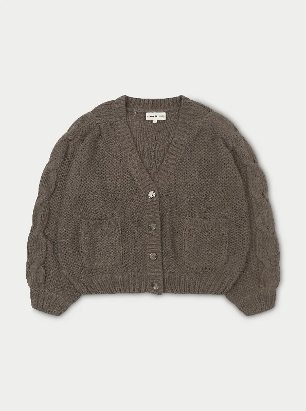 Clearance Sale EMBLEM OVERSIZED KNIT CARDIGAN - COCOA