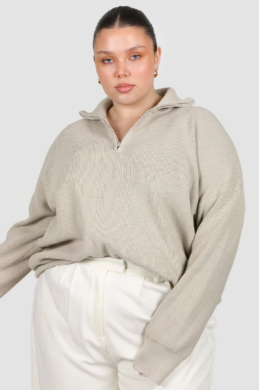 Warehouse Sale FLETCHER ZIP KNIT STONE