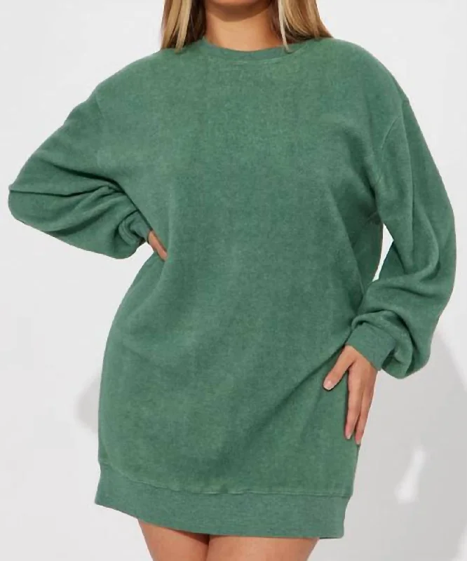 Closeout Sweatshirt Mini Dress In Grey Green