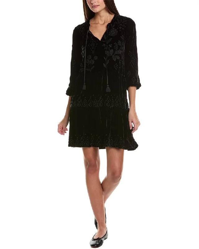 Best Deals Johnny Was Ivey Velvet Field Tiered Silk-Blend Dress