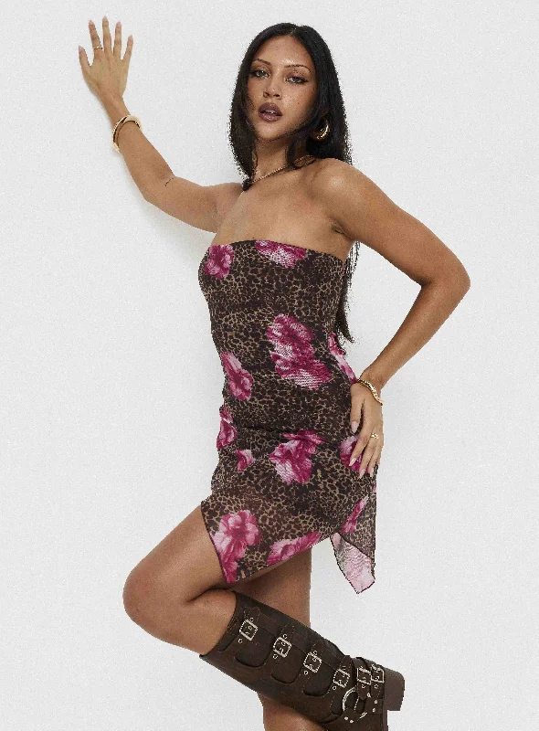 Extra Discounts Allerton Strapless Mini Dress Leopard