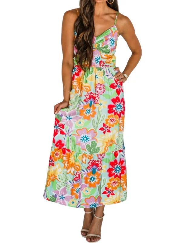 Midnight Madness Resort Ready Floral Dress In Multi Color
