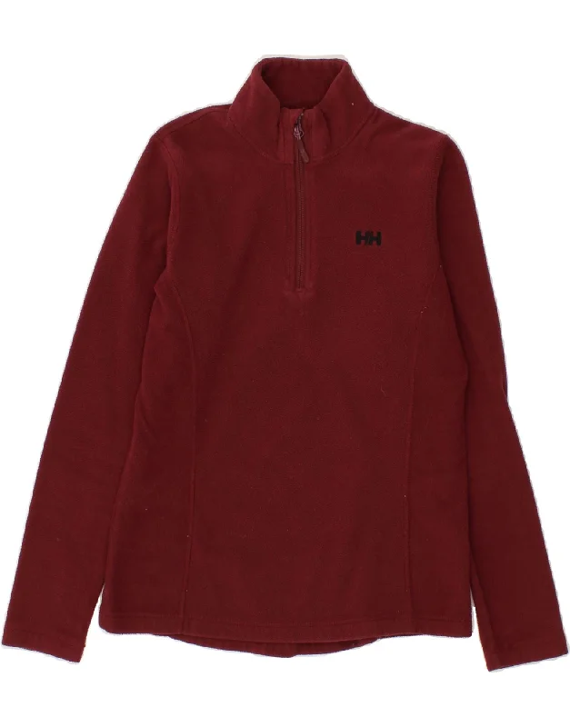 Great Bargains HELLY HANSEN Womens Zip Neck Fleece Jumper UK 12 Medium Maroon Polyester