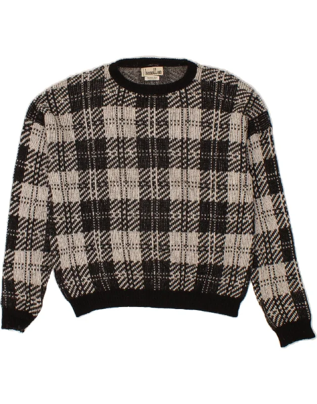 Anniversary Sale BENETTON Womens Oversized Crew Neck Jumper Sweater UK 10 Small Grey Check Anniversary Sale BENETTON Womens Oversized Crew Neck Jumper Sweater UK 10 Small Grey Check