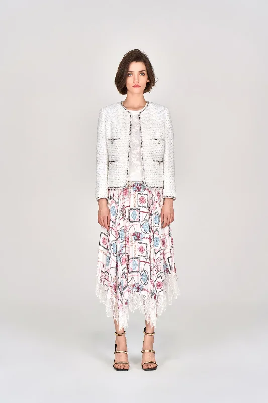 Seasonal Sale White Lurex Lightweight Tweed Jacket