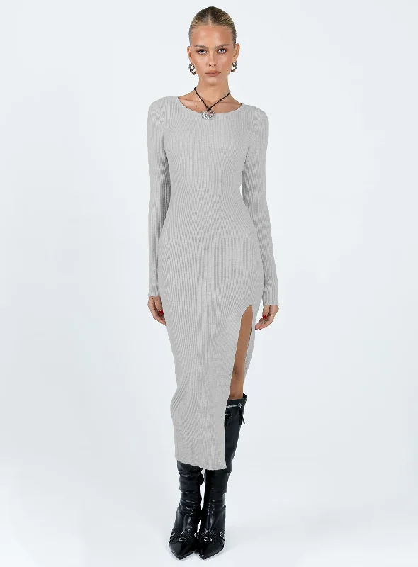 Great Bargains Fitro Long Sleeve Maxi Dress Grey
