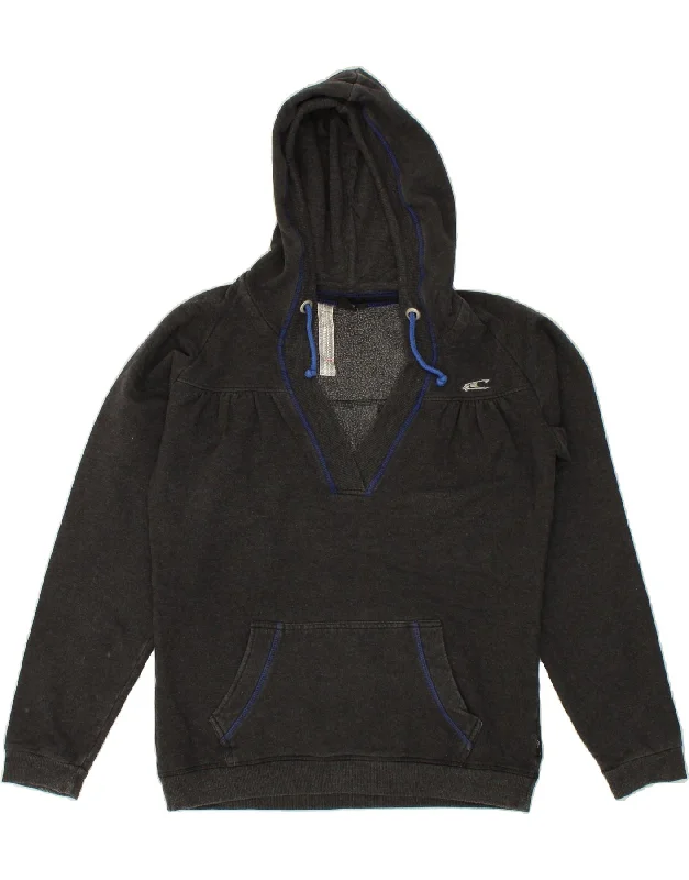 Online Only O'NEILL Womens Hoodie Jumper UK 16 Large Grey Cotton