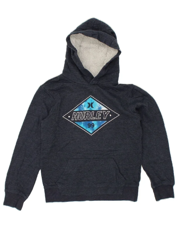 Overstock HURLEY Womens Graphic Hoodie Jumper UK 14 Large Navy Blue