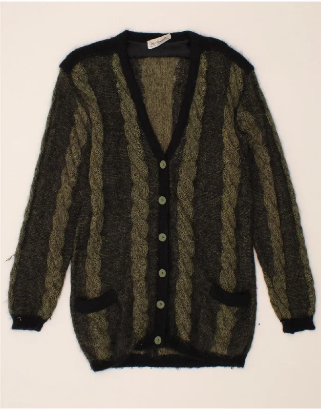 Extra Savings VINTAGE Womens Cardigan Sweater UK 14 Large Grey Striped