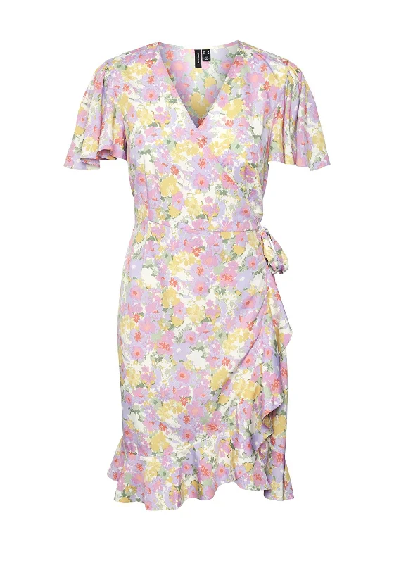 Big Discounts Vero Moda Emma Floral Wrap Mini Dress, Pastel Multi