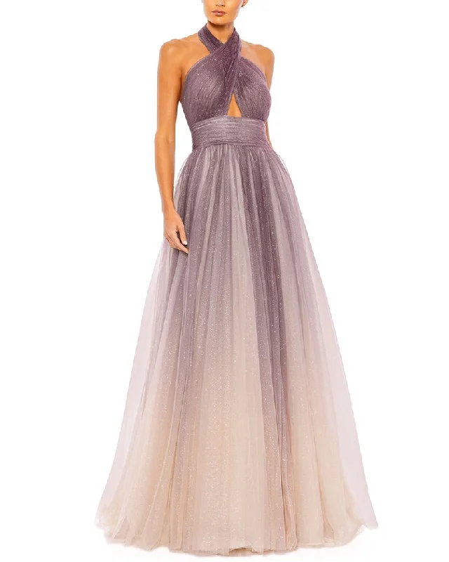 Incredible Offers Mac Duggal Glitter Ombre Halter Ball Gown