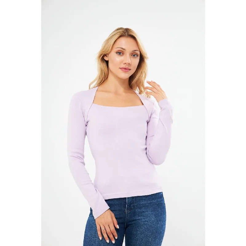 Limited Time Lilac Rib Swan Neck Top
